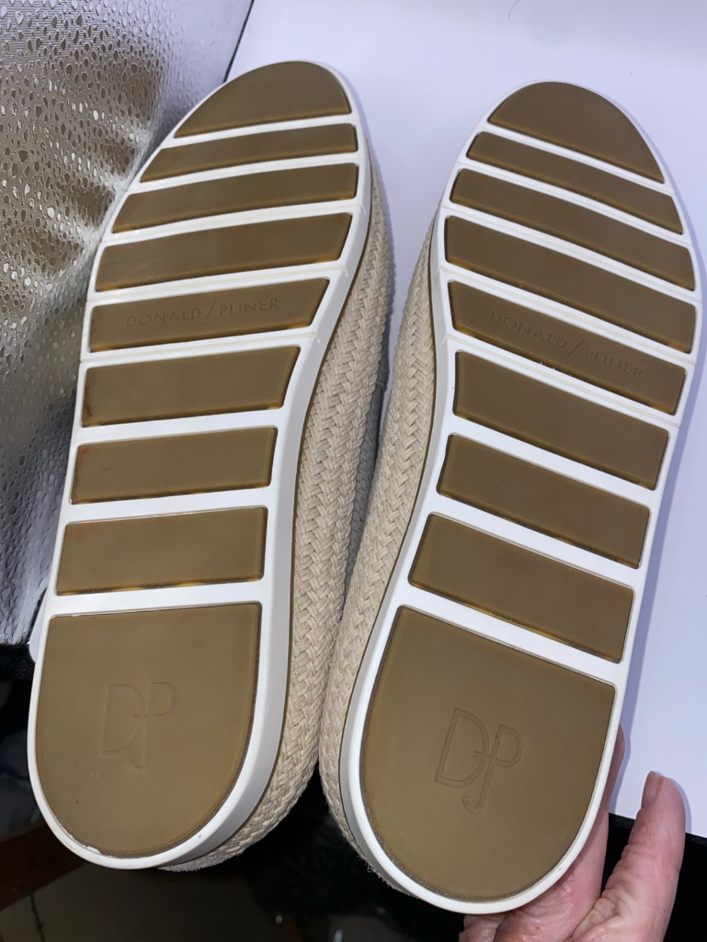 Donald J. Pliner Perci Taupe Slip-On Espadrille Flats - Picture 6 of 8